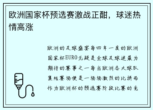 欧洲国家杯预选赛激战正酣，球迷热情高涨